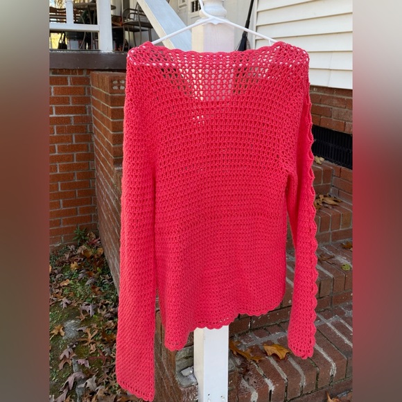 Westport Croqueted Sweater Long Sleeve W/ Open Scalloping On Sleeves Size Large - Picture 9 of 16